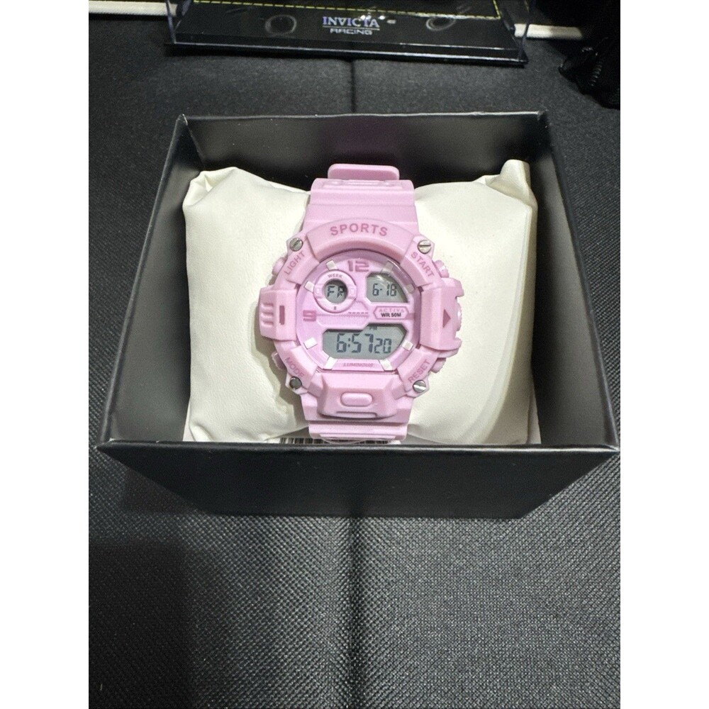 Pink Activa Sports Women's/Kids Digital Quartz Resin Strap Watch 50m WR w/ Box